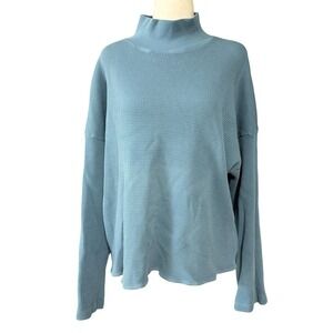 Back‎ Beat Co Womens Organic Cotton Sweater XL Blue Mock Neck Pullover